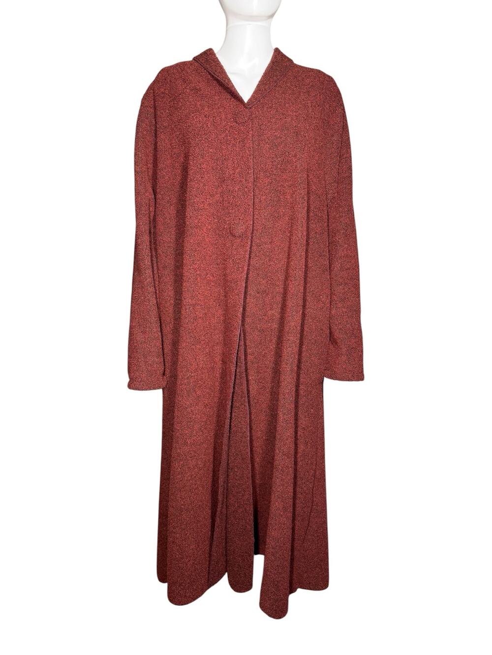 Vintage Fleece Dreams Robe House Coat Boho Rust Red Women's Small Medium